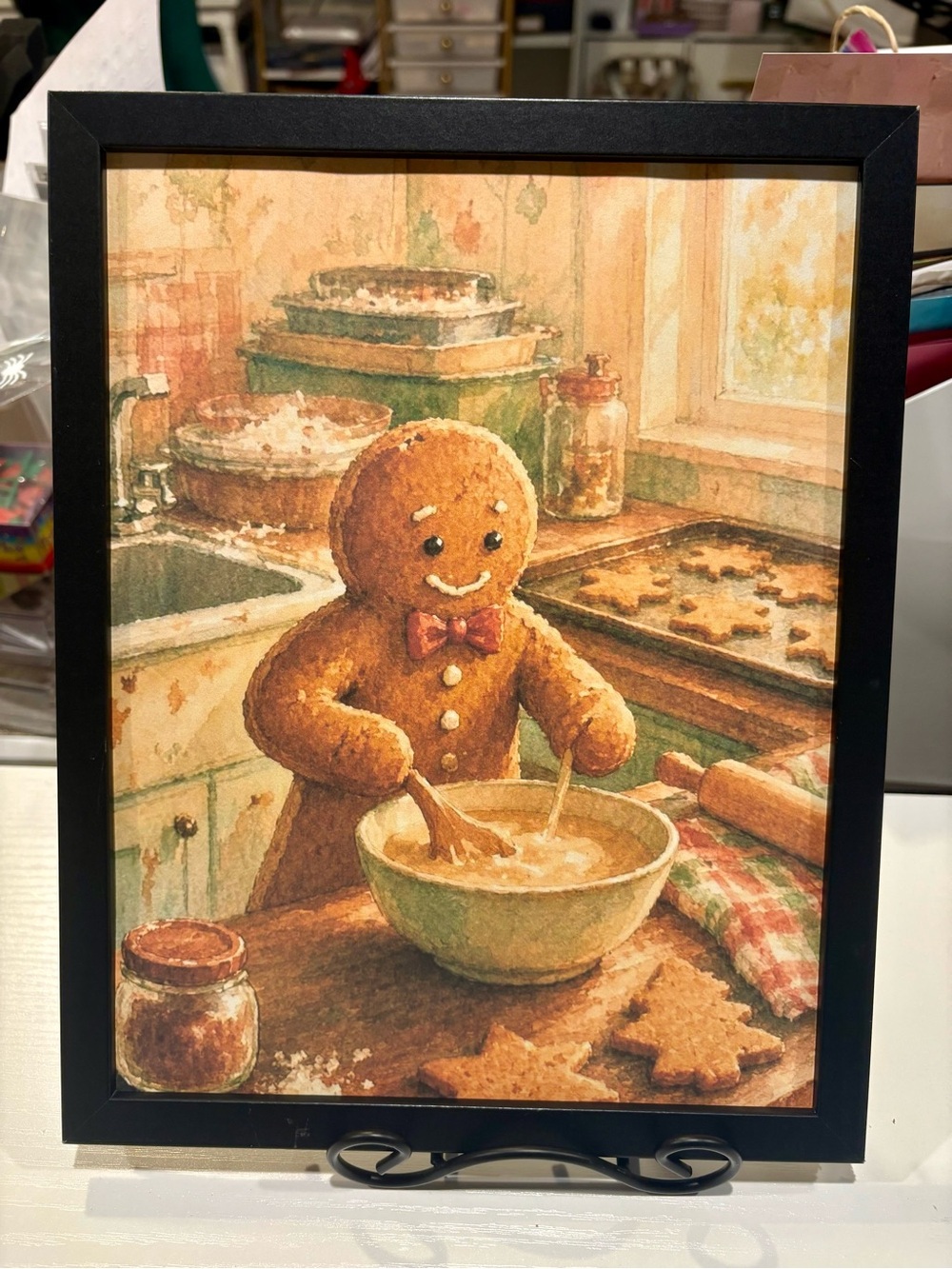 Framed Gingerbread Baker 8x10 Holiday Wall Art Print